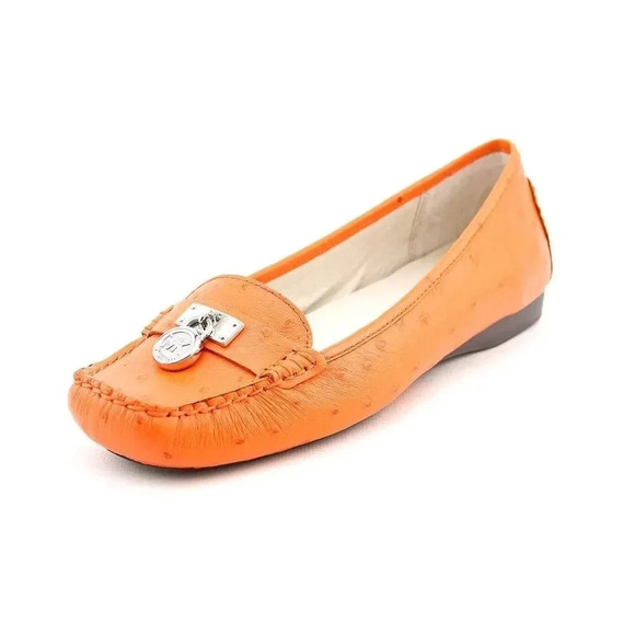 Michael Kors Shoes - Michael Kors Hamilton Tangerine Ostrich Leather Loafers